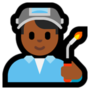 👨🏾‍🏭 Emoji Fabrikarbeiter: mitteldunkle Hautfarbe Microsoft Windows 10 October 2018 Update.