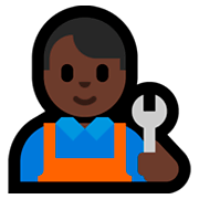Emoji 👨🏿‍🔧 Meccanico Uomo: Carnagione Scura su Microsoft Windows 10 October 2018 Update.