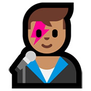 Emoji 👨🏽‍🎤 Cantante Uomo: Carnagione Olivastra su Microsoft Windows 10 October 2018 Update.