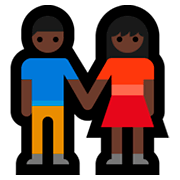 👫🏿 Emoji Mann und Frau halten Hände: dunkle Hautfarbe Microsoft Windows 10 October 2018 Update.