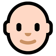 👨🏻‍🦲 Emoji Mann: helle Hautfarbe, Glatze Microsoft Windows 10 October 2018 Update.