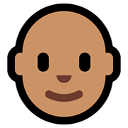 👨🏽‍🦲 Emoji Mann: mittlere Hautfarbe, Glatze Microsoft Windows 10 October 2018 Update.