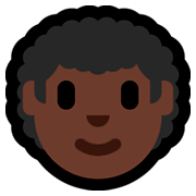 👨🏿‍🦱 Emoji Mann: dunkle Hautfarbe, lockiges Haar Microsoft Windows 10 October 2018 Update.