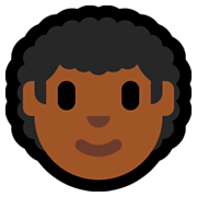 👨🏾‍🦱 Emoji Mann: mitteldunkle Hautfarbe, lockiges Haar Microsoft Windows 10 October 2018 Update.