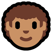 Emoji 👨🏽‍🦱 Uomo: Carnagione Olivastra E Capelli Ricci su Microsoft Windows 10 October 2018 Update.