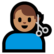 Emoji 💇🏽‍♂️ Taglio Di Capelli Per Uomo: Carnagione Olivastra su Microsoft Windows 10 October 2018 Update.