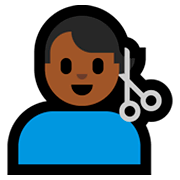 💇🏾‍♂️ Emoji Mann beim Haareschneiden: mitteldunkle Hautfarbe Microsoft Windows 10 October 2018 Update.