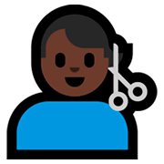 💇🏿‍♂️ Emoji Homem Cortando O Cabelo: Pele Escura na Microsoft Windows 10 October 2018 Update.