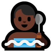 Emoji 🧖🏿‍♂️ Uomo In Sauna: Carnagione Scura su Microsoft Windows 10 October 2018 Update.
