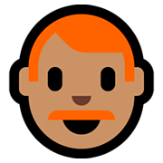 Emoji 👨🏽‍🦰 Uomo: Carnagione Olivastra E Capelli Rossi su Microsoft Windows 10 October 2018 Update.