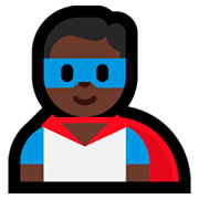Emoji 🦸🏿‍♂️ Supereroe Uomo: Carnagione Scura su Microsoft Windows 10 October 2018 Update.