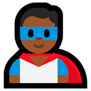 🦸🏾‍♂️ Emoji Homem Super-herói: Pele Morena Escura na Microsoft Windows 10 October 2018 Update.