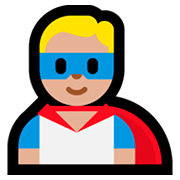 Émoji 🦸🏼‍♂️ Super-héros Homme : Peau Moyennement Claire sur Microsoft Windows 10 October 2018 Update.
