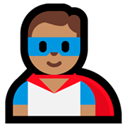 🦸🏽‍♂️ Emoji Homem Super-herói: Pele Morena na Microsoft Windows 10 October 2018 Update.
