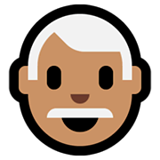 Emoji 👨🏽‍🦳 Uomo: Carnagione Olivastra E Capelli Bianchi su Microsoft Windows 10 October 2018 Update.