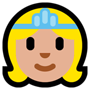 Émoji 👸🏼 Princesse : Peau Moyennement Claire sur Microsoft Windows 10 October 2018 Update.