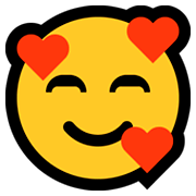 Emoji 🥰 Faccina Con Cuoricini su Microsoft Windows 10 October 2018 Update.