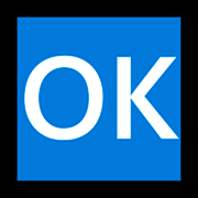 🆗 Emoji Großbuchstaben OK in blauem Quadrat Microsoft Windows 10 October 2018 Update.