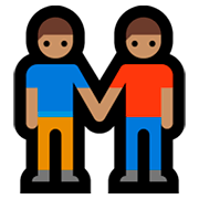 👬🏽 Emoji händchenhaltende Männer: mittlere Hautfarbe Microsoft Windows 10 October 2018 Update.