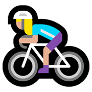 🚴🏼‍♀️ Emoji Mulher Ciclista: Pele Morena Clara na Microsoft Windows 10 October 2018 Update.