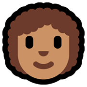 👩🏽‍🦱 Emoji Frau: mittlere Hautfarbe, lockiges Haar Microsoft Windows 10 October 2018 Update.
