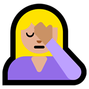 🤦🏼‍♀️ Emoji sich an den Kopf fassende Frau: mittelhelle Hautfarbe Microsoft Windows 10 October 2018 Update.