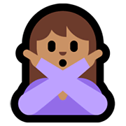 🙅🏽‍♀️ Emoji Frau mit überkreuzten Armen: mittlere Hautfarbe Microsoft Windows 10 October 2018 Update.