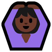 🙆🏿‍♀️ Emoji Frau mit Händen auf dem Kopf: dunkle Hautfarbe Microsoft Windows 10 October 2018 Update.