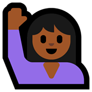 🙋🏾‍♀️ Emoji Frau mit erhobenem Arm: mitteldunkle Hautfarbe Microsoft Windows 10 October 2018 Update.
