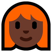 👩🏿‍🦰 Emoji Frau: dunkle Hautfarbe, rotes Haar Microsoft Windows 10 October 2018 Update.