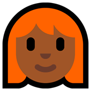 👩🏾‍🦰 Emoji Frau: mitteldunkle Hautfarbe, rotes Haar Microsoft Windows 10 October 2018 Update.