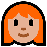 👩🏼‍🦰 Emoji Frau: mittelhelle Hautfarbe, rotes Haar Microsoft Windows 10 October 2018 Update.
