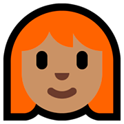 Emoji 👩🏽‍🦰 Donna: Carnagione Olivastra E Capelli Rossi su Microsoft Windows 10 October 2018 Update.
