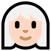 👩🏻‍🦳 Emoji Frau: helle Hautfarbe, weißes Haar Microsoft Windows 10 October 2018 Update.