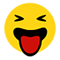 Emoji 😝 Faccina Con Un Gran Sorriso Che Mostra La Lingua su Microsoft Windows 10.