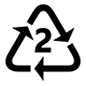♴ Emoji Símbolo de reciclaje para plástico tipo- 2 en Microsoft Windows 10.