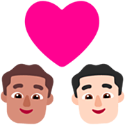👨🏽‍❤️‍👨🏻 Emoji sich küssendes Paar - Mann: mittlere Hautfarbe, Mann: helle Hautfarbe Microsoft Windows 11 22H2.