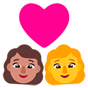 👩🏽‍❤️‍👩 Emoji Pareja Enamorada - Mujer: Tono De Piel Medio, Mujer en Microsoft Windows 11 22H2.