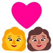 👩‍❤️‍👩🏽 Emoji Pareja Enamorada - Mujer, Mujer: Tono De Piel Medio en Microsoft Windows 11 22H2.