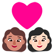 Emoji 👩🏽‍❤️‍👩🏻 Coppia Con Cuore - Donna: Carnagione Olivastra, Donna: Carnagione Chiara su Microsoft Windows 11 22H2.