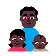 👨🏿‍👧🏿‍👶🏿 Emoji Família - Homem, Menina, Bebê: Pele Escura na Microsoft Windows 11 22H2.