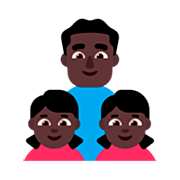 👨🏿‍👧🏿‍👧🏿 Emoji Família - Homem, Menina, Menina: Pele Escura na Microsoft Windows 11 22H2.