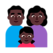 👨🏿‍👩🏿‍👧🏿 Emoji Família - Homem, Mulher, Menina: Pele Escura na Microsoft Windows 11 22H2.