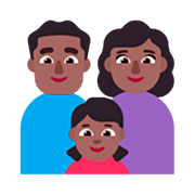 👨🏾‍👩🏾‍👧🏾 Emoji Família - Homem, Mulher, Menina: Pele Morena Escura na Microsoft Windows 11 22H2.