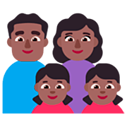 👨🏾‍👩🏾‍👧🏾‍👧🏾 Emoji Família - Homem, Mulher, Menina, Menina: Pele Morena Escura na Microsoft Windows 11 22H2.