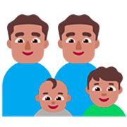 👨🏽‍👨🏽‍👶🏽‍👦🏽 Emoji Família - Homem, Homem, Bebê, Menino: Pele Morena na Microsoft Windows 11 22H2.