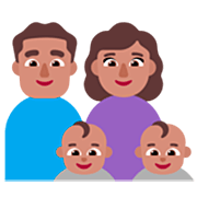 👨🏽‍👩🏽‍👶🏽‍👶🏽 Emoji Família - Homem, Mulher, Bebê, Bebê: Pele Morena na Microsoft Windows 11 22H2.