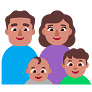 👨🏽‍👩🏽‍👶🏽‍👦🏽 Emoji Família - Homem, Mulher, Bebê, Menino: Pele Morena na Microsoft Windows 11 22H2.