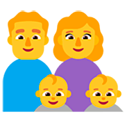 Émoji 👨‍👩‍👶‍👶 Famille: Homme, Femme, Bébé, Bébé sur Microsoft Windows 11 22H2.