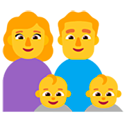 Emoji 👩‍👨‍👶‍👶 Famiglia: Donna, Uomo, Neonato, Neonato su Microsoft Windows 11 22H2.